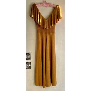 June & Hudson Gold Off-Shoulders Dress